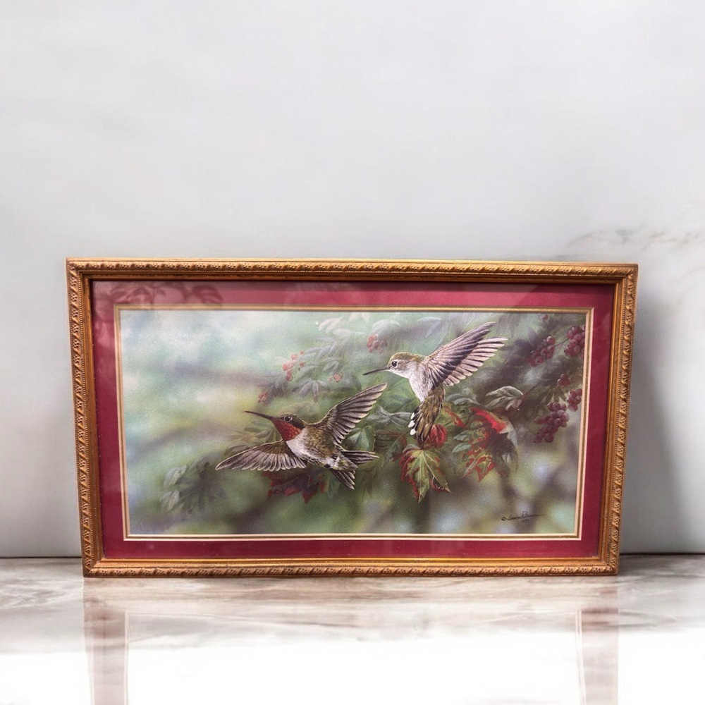 Gamini Ratnavira signed and numbered Framed Hummingbird Art Print